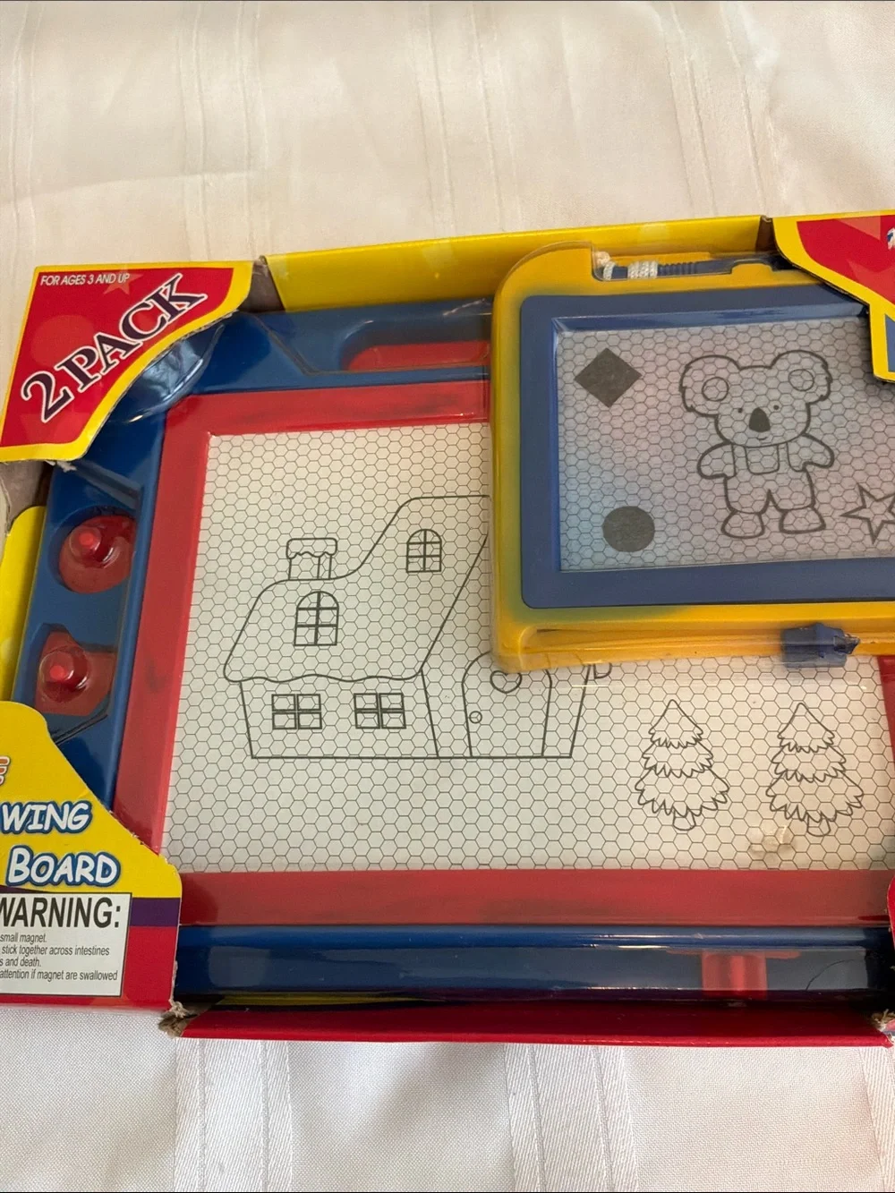 2-Pack Kids Magnetic Draw & Erase Boards - Yellow and Red